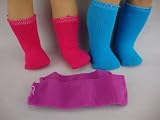 A Set of 3 Pairs of Socks in Purple, Pink & Blue Made to Fit the 18 Inch Doll American Girl Series