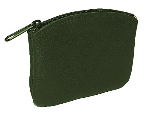 CTM Unisex Leather Credit Card Pouch and Coin Holder, Green