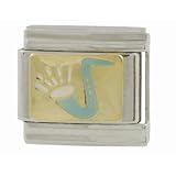 Buy SilverBin Gold Tone Enamel Paint Blue Saxophone Stainless Steel Italian Charm Link by SilverBin