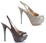 Qupid Shoes Neutral-38 5 inch slingback platform sandals peep toe stiletto heels