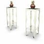 2 New Ivory / Off-white Metal Finish Plant / Phone Stands with Glass Shelves