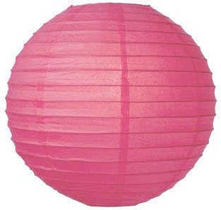 Parallel Ribbed Fuchsia 12-Inch Round Paper Lantern