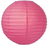 Parallel Ribbed Fuchsia 12-Inch Round Paper Lantern