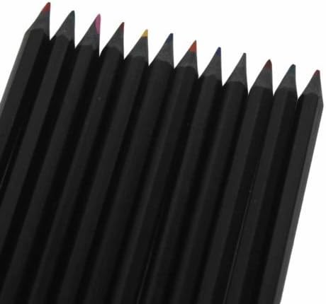 Set of 12 Brilliant Coloured Black Wooded Coloured Pencils MQ-007