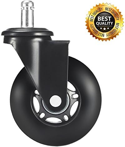 3" Rollerblade Office Chair Caster Wheels(Set of 5) for Hardwood &amp; Carpet Floors,Standard Stem Size 7/16"(11mm) 7/8"(22mm) Compatible with Most Chairs,Perfect Replacement