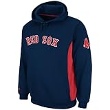 MLB Men's Boston Red Sox Captain Hooded Fleece Pullover (Athletic Navy/Athletic Red, X-Large)
