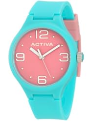 Activa By Invicta Womens AA101-015 Pink Dial Aqua Polyurethane Watch
