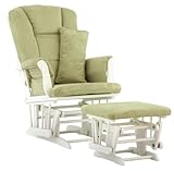 Stork Craft Custom Tuscany White Finish Glider and Ottoman with Free lower lumbar pillow, Sage Cush