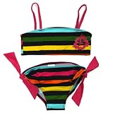 Pink Platinum UV Protective Girls 4, 5, 6 yrs Two Piece Striped Bikini Swim Suit in Island Stripes