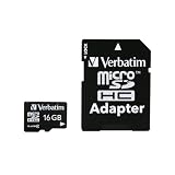 Verbatim 16 GB microSDHC Class 2 Flash Memory Card with SD Adapter 97180 (Black)