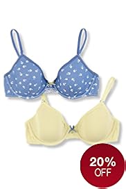2 Pack Angel Cotton Rich Assorted Underwired AA-D Bras