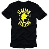 Coole Fun T-Shirts ITALIAN STALLION HENGST LOGO t-shirt, schwarz/gelb, Groesse: M