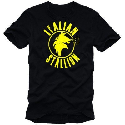 Coole Fun T-Shirts ITALIAN STALLION HENGST LOGO t-shirt, schwarz/gelb, Grösse: XL