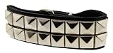 2 Rows of Pryamid Shaped Studs Leather Wrist Band Bracelet