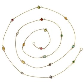 14k Yellow Gold Apatite, Aquamarine, Chrome Diopside, Citrine, Iolite,... by