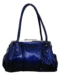 Alex Twin Faux Patent Frame Shoulder Bag in Royal Blue -- SwankySwans