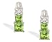 14K White Gold Genuine Square Peridot and Diamond Earrings