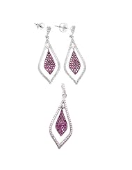 Sterling Silver Micro Pave Cubic Zirconia Earrings and Pendant Set