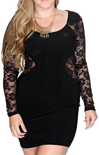 OriginC Women's large size party dress (4XL (US 2XL), black)
