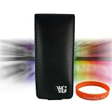 Permium Leather **BLACK** Flip Carrying Case for Apple iPod nano 16GB 8GB 5G 5th Generation NEWEST MODEL + Vangoddy TM(Trademarked) Orange Silicone Wrist Band!!!