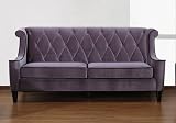 844 Barrister Sofa in Gray Velvet/Black Piping - Armen Living - LC8443GRAY