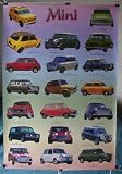 Mini Cooper history POSTER 23.5 x 34 with 23 cars 1960-99 Austin (poster sent from USA in PVC pipe)