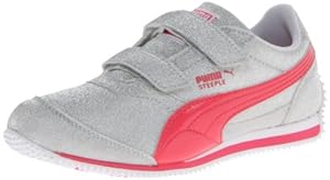 PUMA Steeple All Over Glitter V Sneaker (Toddler/Little Kid),Puma Silver/Paradise Pink,9 M US Toddler