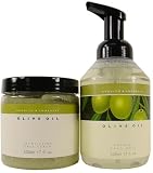 Olive Oil Foaming Hand Wash 500 ml + Salt Scrub in large 500 ml tub, suited for dry and allergy-prone skins COMBO SET