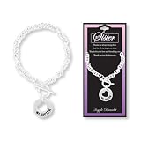 SISTER Circle & Heart Cut Out Silver Toggle Charm Bracelet w/ Verse