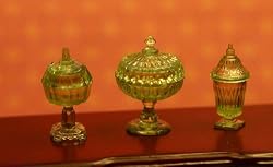 Dollhouse Miniature Chrysnbon Set of 3 Green Candy Jars