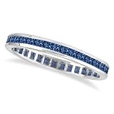 Princess-Cut Blue Sapphire Eternity Ring Band 14k White Gold (1.36ct)