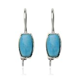 Sterling Silver Turquoise Lever Back Earrings