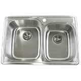 Buy 33 Inch Top-mount Drop-in Stainless Steel Double Bowl Kitchen Sink - 18 Gauge by eModernDecor Inc.
