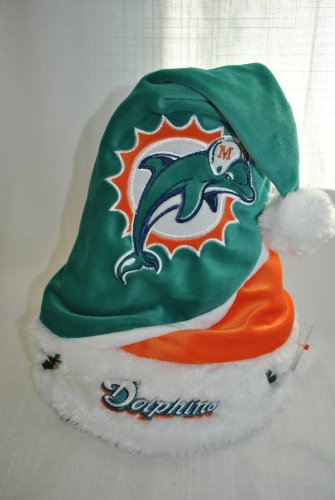 Miami Dolphins plush holly NFL Swoop Team logo Santa Hat