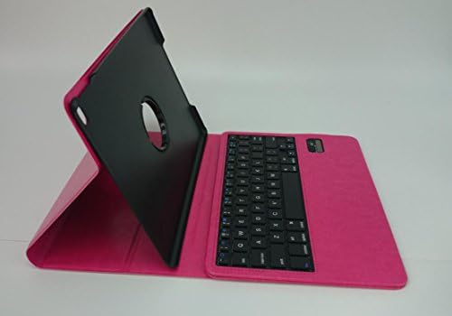 [iPad Air 2/iPad 6 Bluetooth Keyboard Case] LEASUN Ultra thin 360 Degree Rotating Folio PU Leather Adjustable Stand Case With Magnetically Detachable Wireless Bluetooth Keyboard Perfect 2 in 1 - Hot Pink