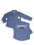 Wild Mango - Boys Long Sleeved Man-Tailored Button Down Shirt, Blue, Rust