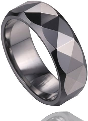 MSK 7mm Polished Multi-faceted Tungsten Carbide Classic Wedding Band Ring Men Women Size 6.5 to 11.5 (8.5)