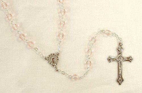 Pack of 8 October Rose Birthstone Glass Beads Rosaries 17.5