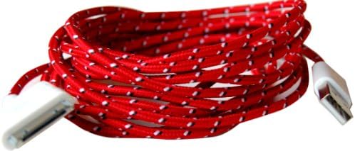 iPhone 4/4s, iPad Cable USB Charger Sync Cord 10 Feet (Red Fabric Braided)