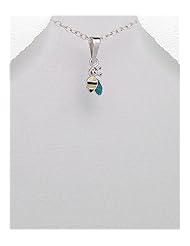 Bee Colored Enamel Pendant Necklace In 92.5 Sterling Silver