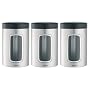 Brabantia Window Canister Set 1.4L 3pce Matt Steel