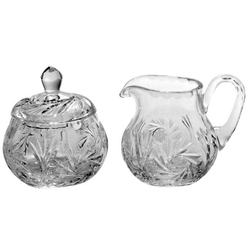AwardWiki Handcut Lead Crystal Cream and Sugar Set, Pinwheel