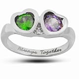 Customized Sterling Silver Couple's Name and Birthstone Ring-available in Size 4 to 14 -Ship in 3 to 4 Weeks