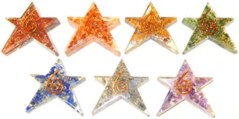 7 Chakra Orgone Flat Star Merkaba Set, Reiki Healing Energy