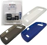Combo of Dark Blue, Smoke Gray, White Silicone Skin Cover Case and Kingston 4GB microSDHC Class 4 Memory Card with miniSD, SD Adapter for Blackberry 9530 9500 Storm Thunder