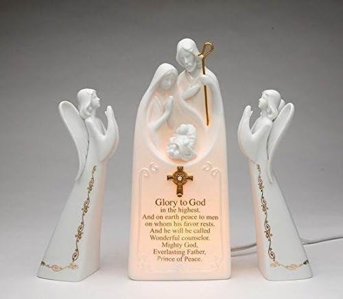 2 Angels with Holy Family Scene with "Glory to God" Quote Nightlight