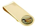 Gold plated money clip with mallard duck accent with presentation box. Made in the USA