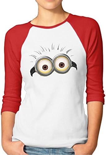 Jonesseller Girl's 3/4 Raglan Smile Eye Baseball Tee Red XL