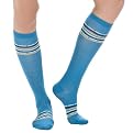 Xhilaration&reg; Socks 3Pk Knee Highs -Light Gray Solid/Navy Small Dots/Turquoise Stripe Pattern - One Size