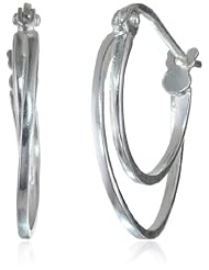 Sterling Silver Tarnish-Free Small Double Hoop Earrings (0.7" Diameter)